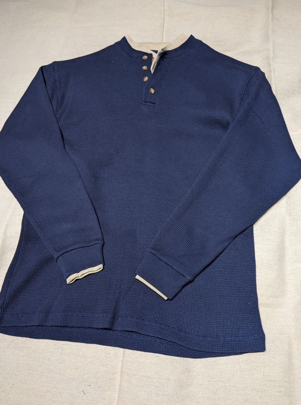 Y2K Nevada double layer look waffle long sleeve Henley mens M T